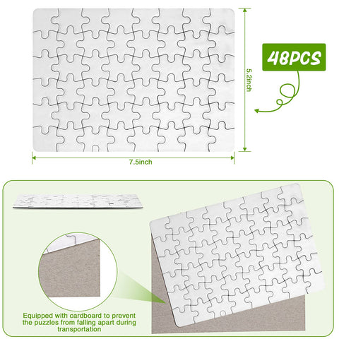 20 Sheets Blank Sublimation Jigsaw Puzzle Blank White Puzzle DIY Heat Press Transfer Puzzle Sublimation Custom Jigsaw Puzzle for Sublimation Blank Heat Press Puzzles (A5-48 Style)