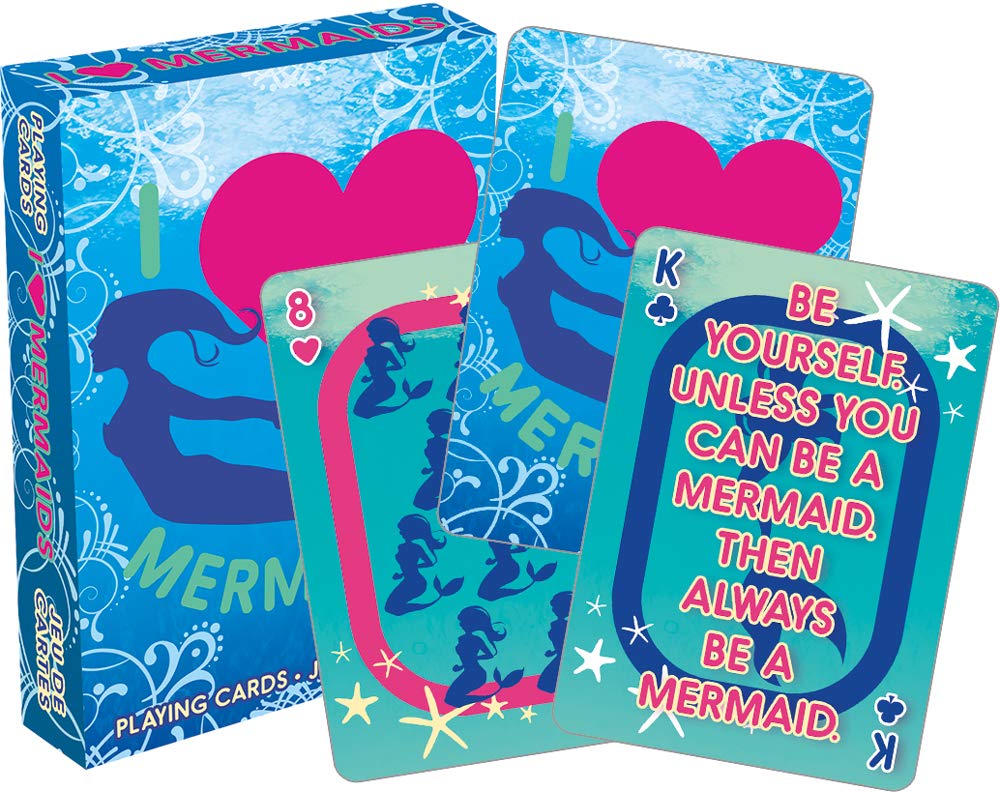 AQUARIUS I Heart Mermaids Playing Cards - Mermaid Themed Deck of Cards for Your Favorite Card Games - Poker Size with Linen Finish