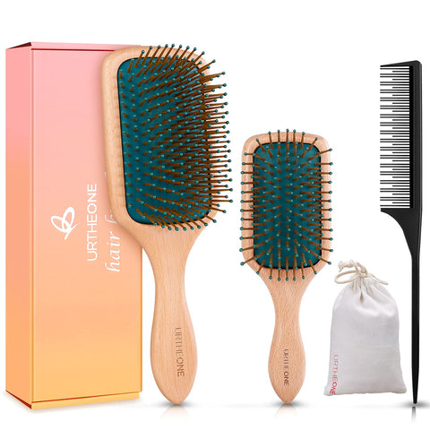 Hair Brush,Natural Wooden Paddle Hair Brushes for Women Men Kids,Detangler Brush and Small Travel Styling Brush with Hair comb Set for Detangling, Straightening and BlowdryingÃƒÆ’Ã†â€™ÃƒÂ¢Ã¢â€šÂ¬Ã…Â¡ÃƒÆ’Ã¢â‚¬Å¡Ãƒâ€šÃ‚Â 