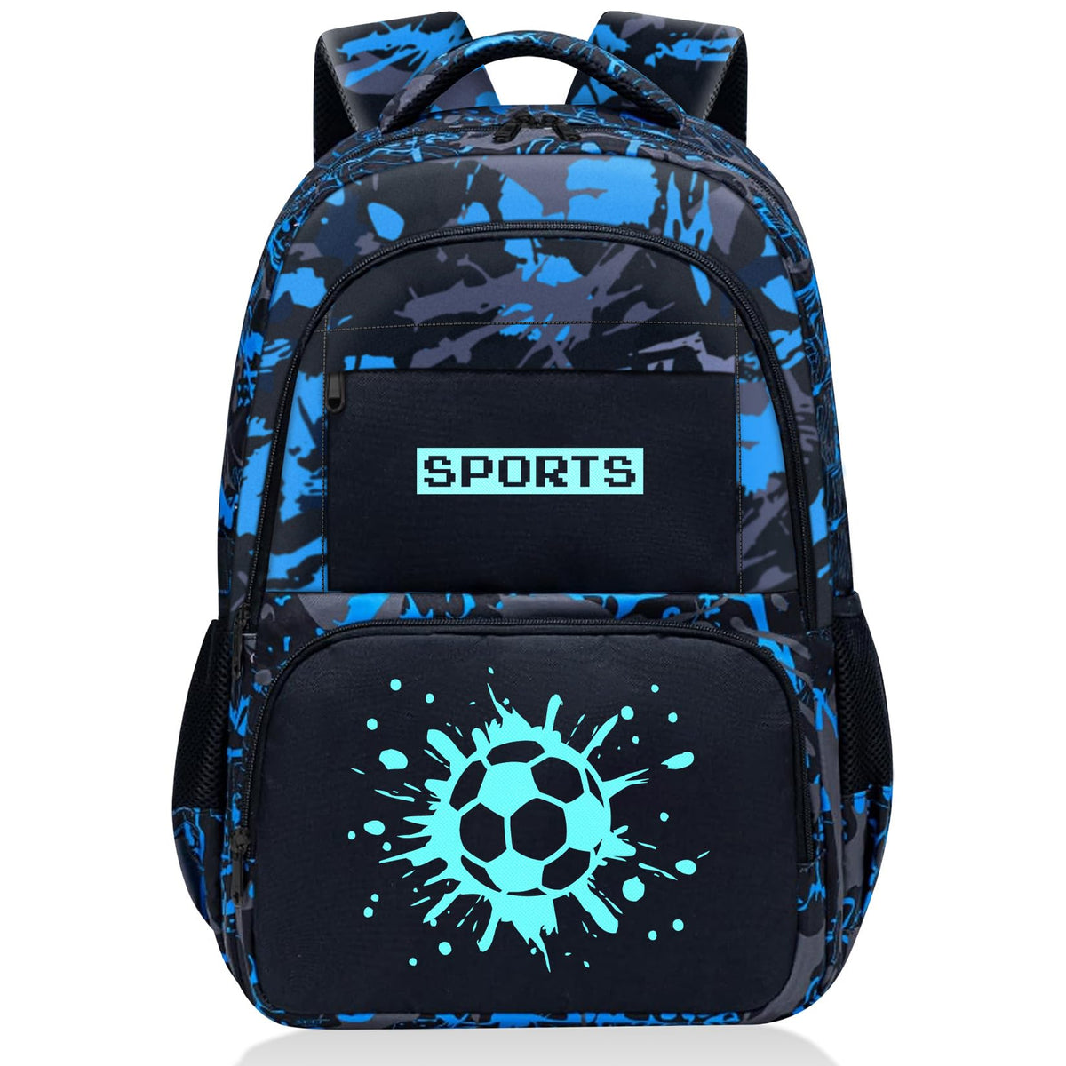Fitvc Glow in The Dark Backpack for Boys - Soccer Backpack for Kids Children Teens Elementary Middle School - 17? Sports Bookbag Travel Back Pack for Age 6-18