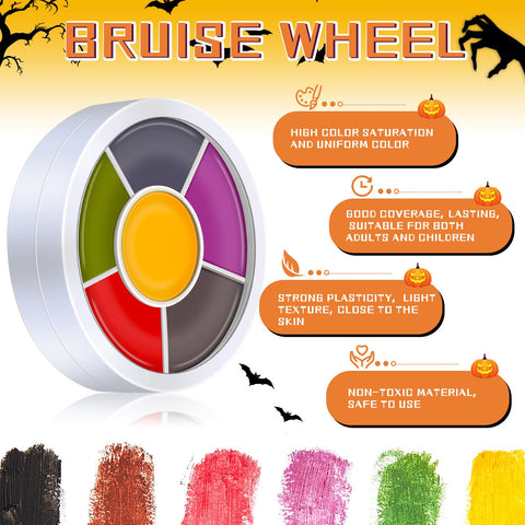 Swiffen 2 Sets 6 Color Bruise Wheel Oil Based Face Body Paint Hunting Camo Face Painting with 20 Makeup Wedges Sponges Special Effects Makeup Kit for Halloween Christmas Cosplay Theatrical Supplies