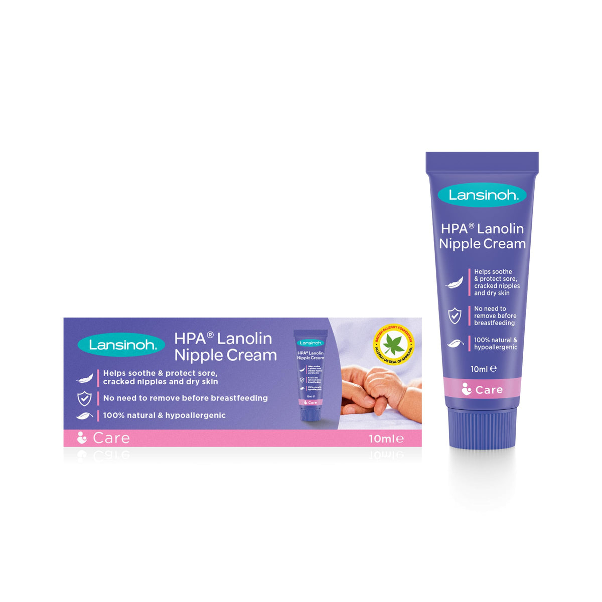 HPA Lanolin Nipple Ointment 10ml - 100% Natural - Soothes & Protects Stressed Nipples - Dermatest "Very Good"