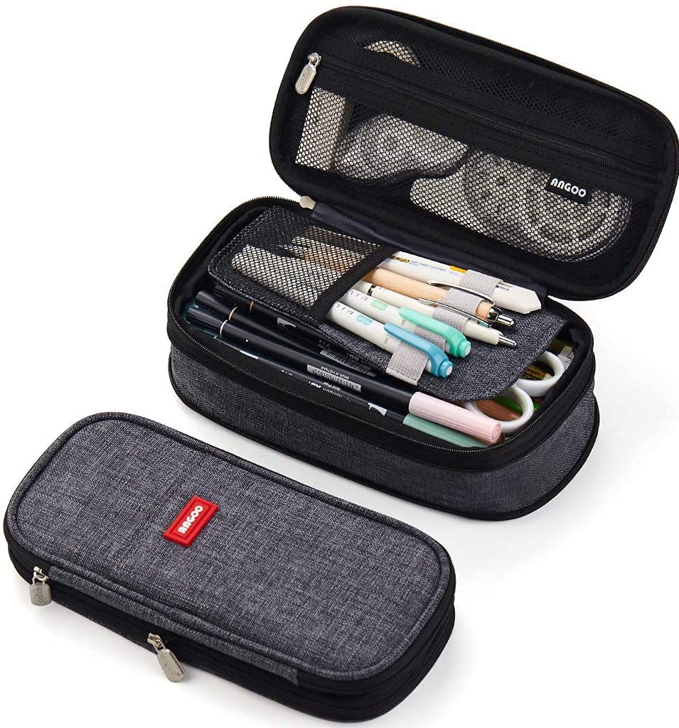 NBEST Foldable Pencil case Large Capacity Pencil Bag Large Pencil Bag Cosmetic Bag for Youth School, Grey, Soft