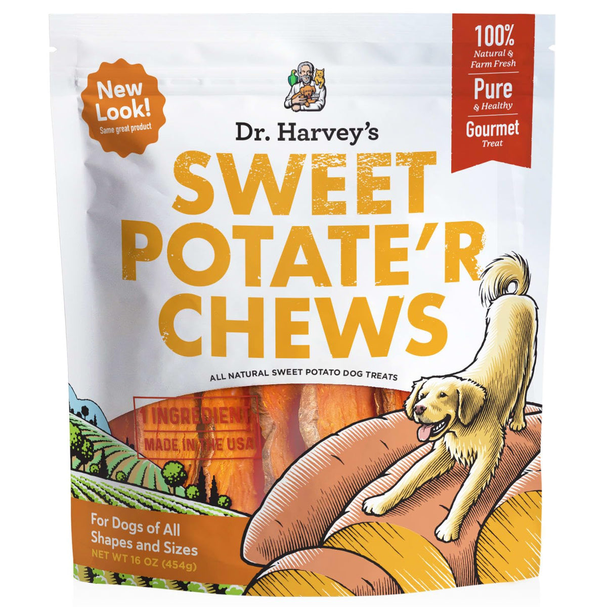 Dr. Harvey's Sweet Potate'r Chews - Natural Sweet Potato Treat for Dogs (16 ounces)