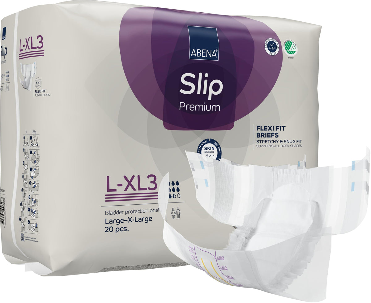 Abena Slip Flexi-Fit Premium Incontinence Briefs, Level 3, (Medium to Extra Large), Large/Extra Large, 20 Count
