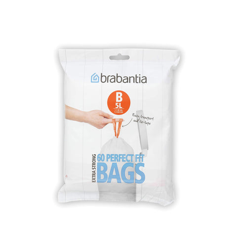 Brabantia Smartfix Bin Liners, Size B, 5 Litre - 60 Bag Dispenser Pack
