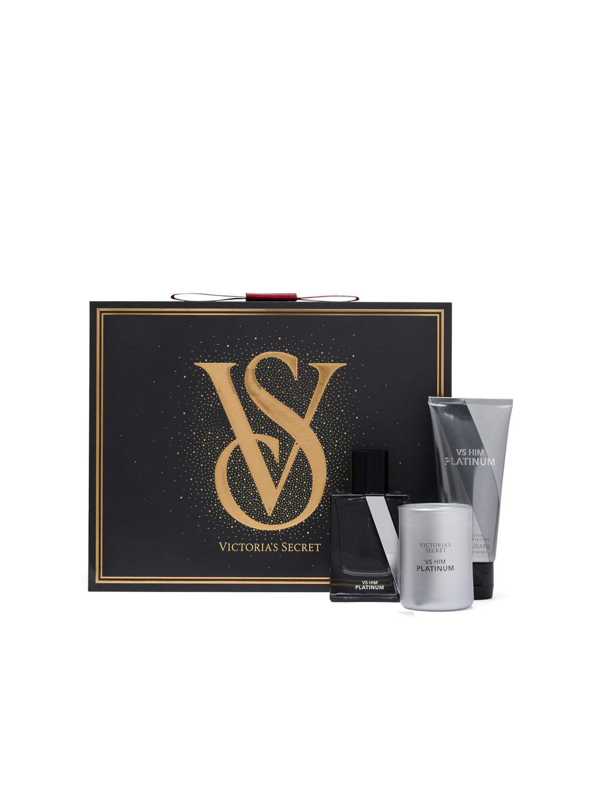 Victoria's Secret Platinum 3 Piece Luxe Fragrance Gift Set: 1.7 oz. Cologne, Travel Lotion, & Candle