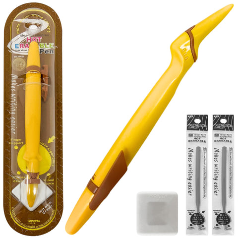 Leftyâ€™s Left Handed Erasable Pen No Smear - Smudge Free Soft Grip - Effortless Writing Comfort - Quick-Dry Pens for Back to School - Gifts for Left-Handed People, Lefty Adults, Kids (Yellow)