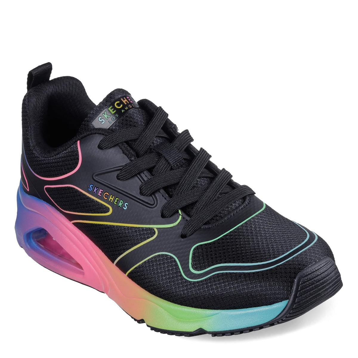 Skechers Women's TRES-AIR UNO-Rainbow Roads Sneaker, Black Mulit, 9