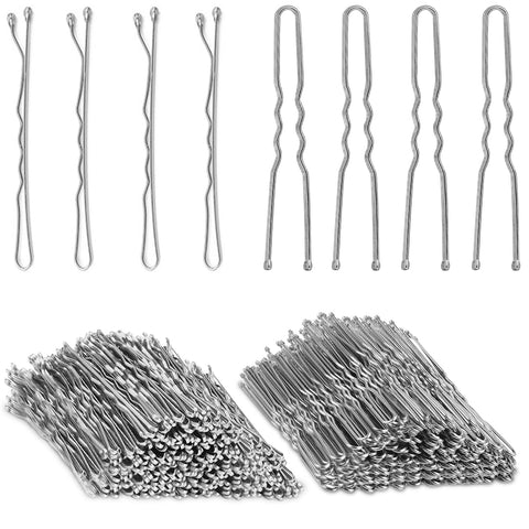 Silver Bobby Pins, AITRAI 200pcs Silver Hair Pins Kit Silver Bobby Pins for White Grey Hair and U-shaped Hair Pins Bun with Box Hair Pins for Women Girls