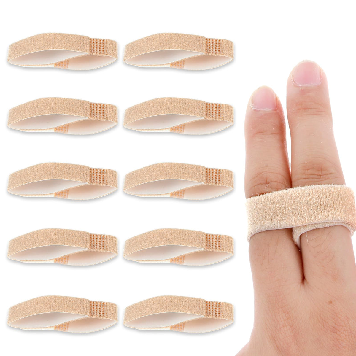 Gjinxi Tape Finger Straps 10 Pcs Hook Loop Finger Splint with Padded Pinky Supports Stretchable Hand Stabilizer Washable Finger Straightener Strap brace for Knuckle Wrap