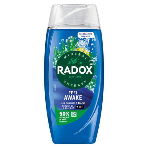 Radox Mineral Therapy Feel Awake Men 2in1 Shower Gel & Shampoo with Fennel & Sea Minerals - 225ml (Pack of 6)