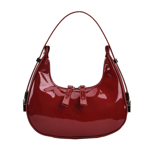 Women's Crescent Shoulder Bags Retro Y2k 90s Hobo Handbags,PU Leather Handle Underarm Clutch Purses,Cherry Red Shoulder Bags, Large-red
