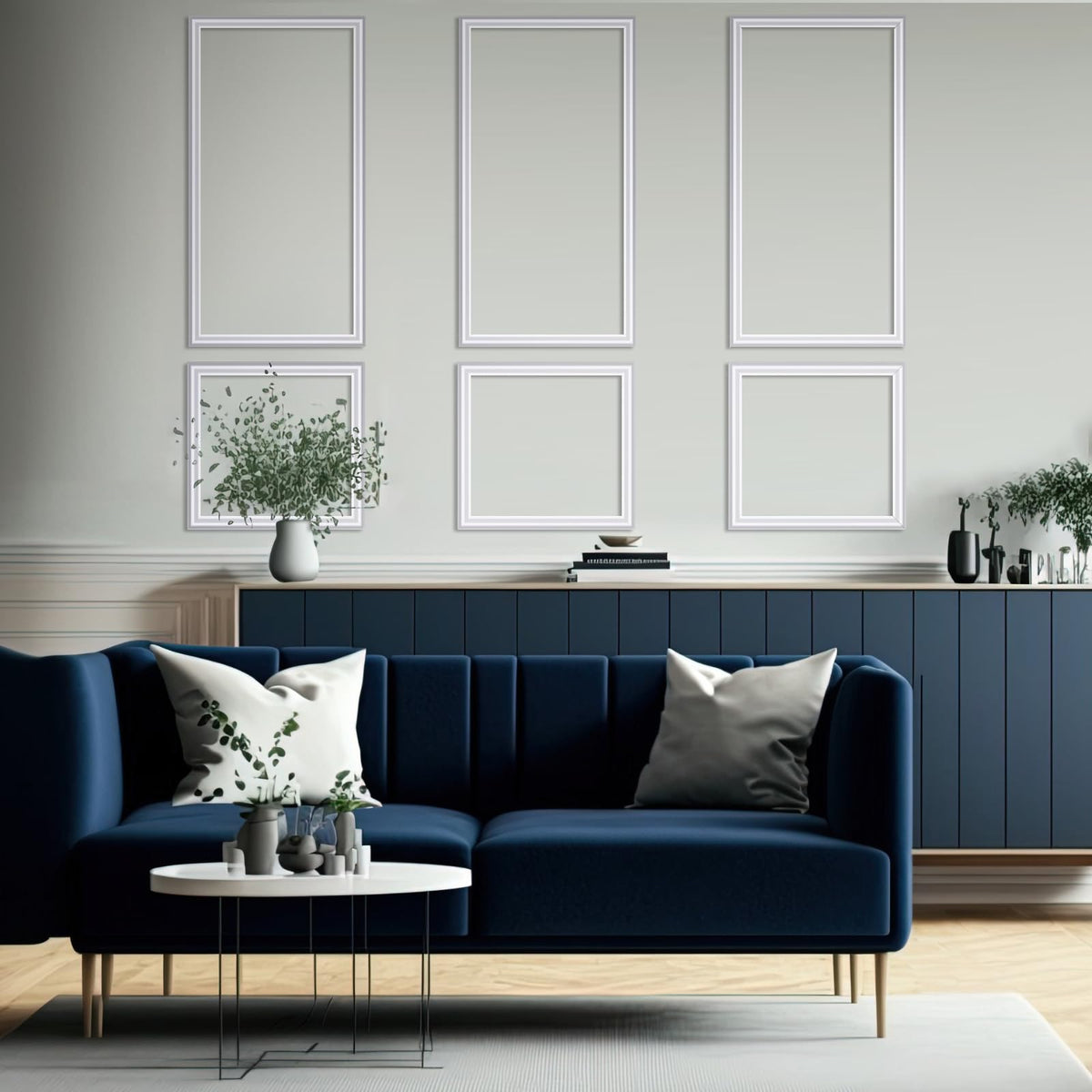 Pangda 3 Set Peel and Stick Wall Molding Kit, Premade Wainscoting Panels for Interior Wall Moulding Decor Accent Wall Molding, Pre Made Wainscoting Wall Panel for Home Decoration (Large)