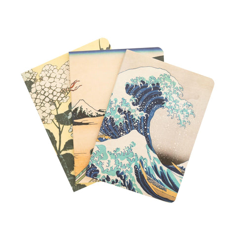 Grupo Erik Hokusai Pack of 3 A6 Notebooks | A6 Notebook | Notebooks A6 | Notepads A6 | A6 Notepad | Cute Stationery | Cute Gifts | The Great Wave Off Kanagawa