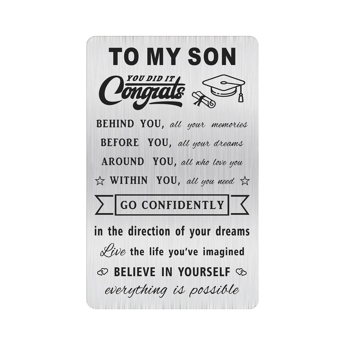 MOQIYXL Son Graduation Card Gifts College School 2024, Personalized Engraved Wallet Card