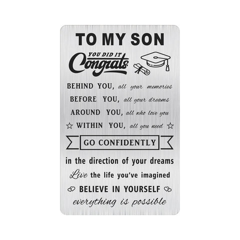 MOQIYXL Son Graduation Card Gifts College School 2024, Personalized Engraved Wallet Card