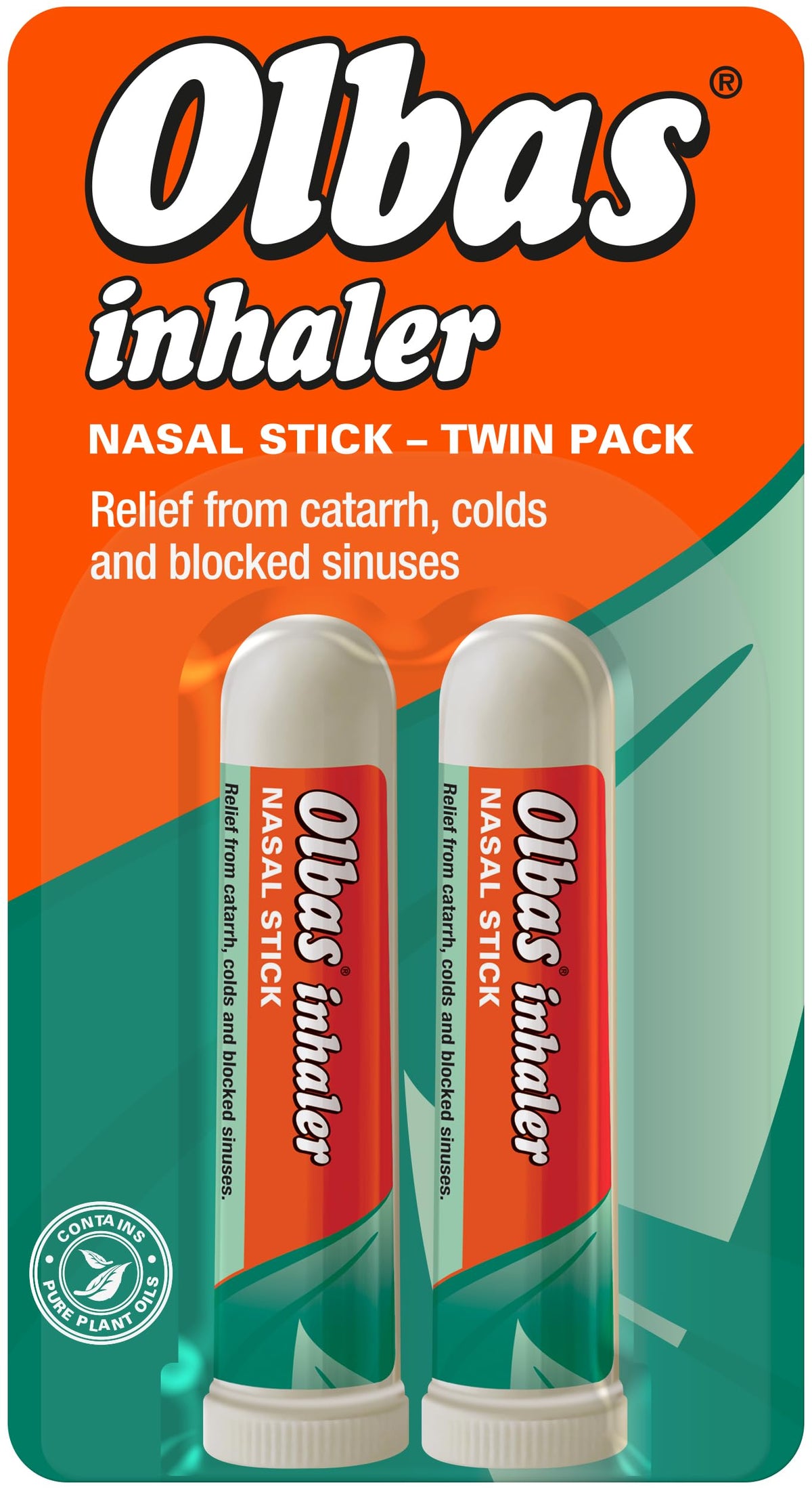 Olbas Nasal Inhaler pack of 2 - Nasal stick - relief from catarrh, colds and blocked sinuses