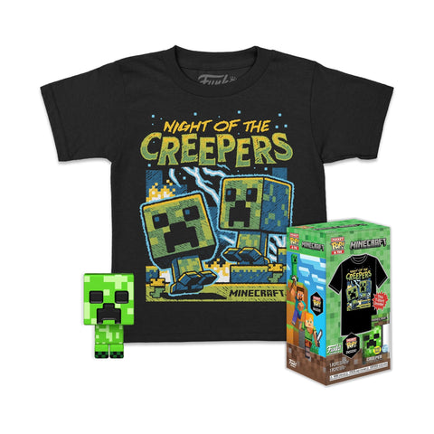 Funko Pocket Pop! & Tee: Minecraft - Blue Creeper - Medium - T-Shirt - Clothes with Mini Vinyl Figure to Collect - Gift Idea - Toys & Short Sleeve Tops for Adults