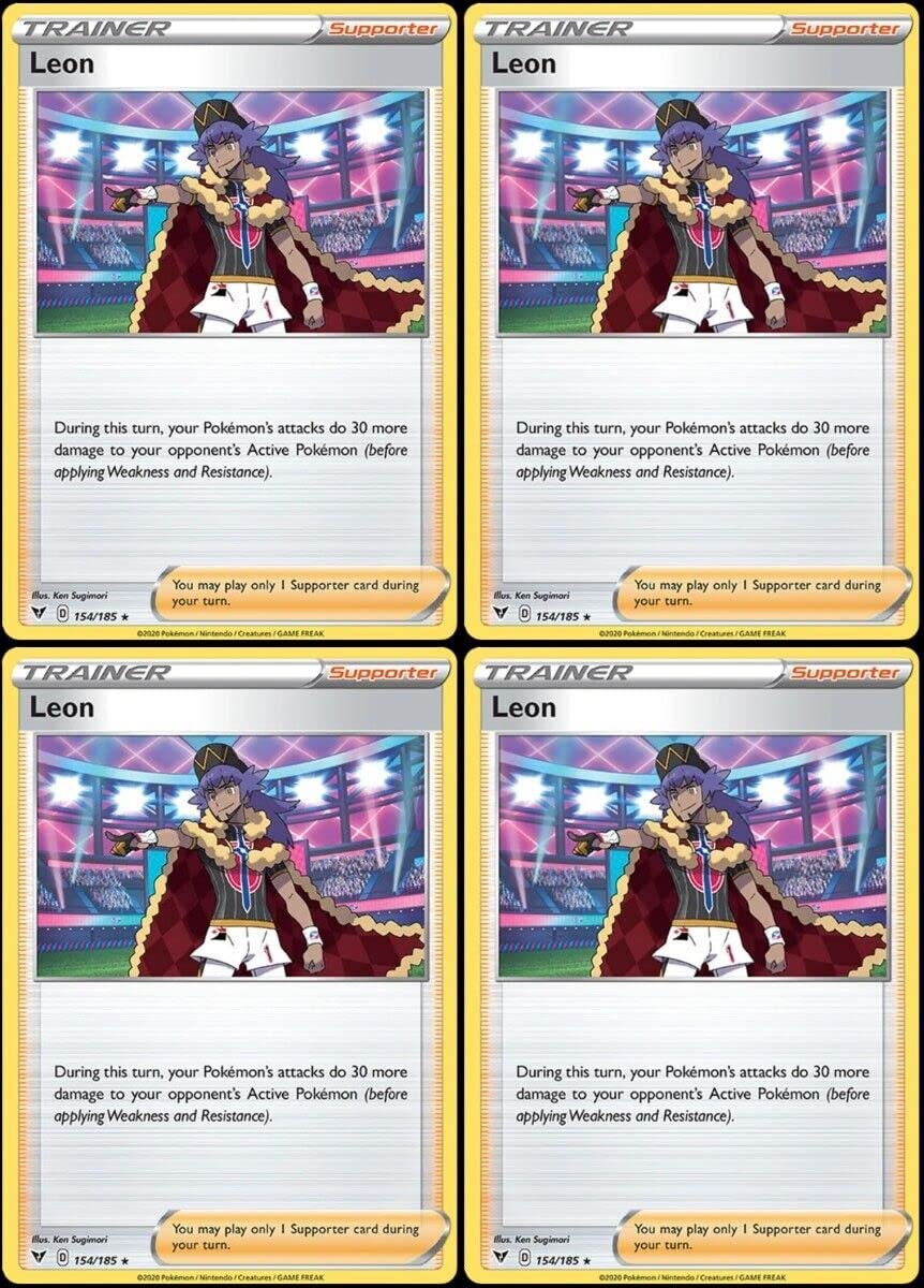Pokemon Leon 154/185 - Vivid Voltage Trainer Card Lot - Playset - Non Holo