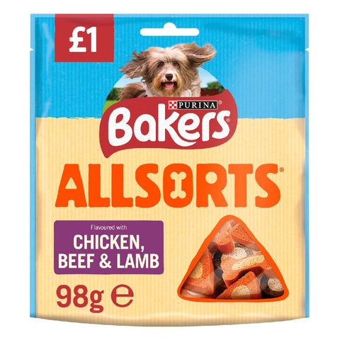 Bakers Allsorts Chicken, Beef and Lamb, 98 g, Pack of 6