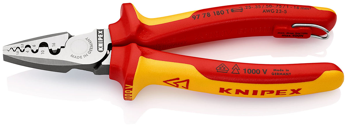 97 78 180 T BK Crimping Pliers For End Sleeves 0, 25-16mm VDE-Tested In Blister Packaging
