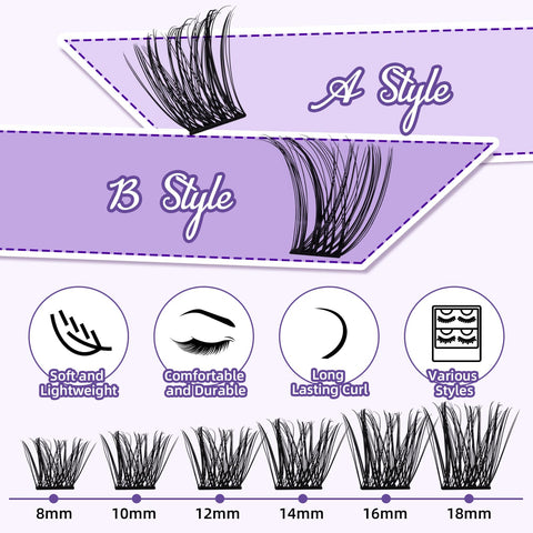 Lash Extension Kit B&Q 144 Pcs Eyelash Extension Kit Natural Look Lashes Extension Kit with Waterproof Lash Bond and Seal and Applicator Tool DIY Lash Extension Kit at Home (Kit,03-8-18mix)