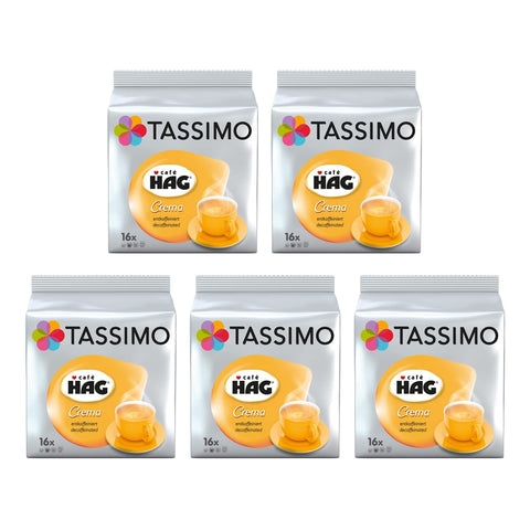 Tassimo Cafe HAG Crema Decaffeinated Coffee Pods - 5 Packs (80 Drinks)