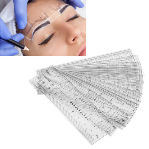 20pcs Eyebrow Template Rule, Transparent Foldable Eyebrow Template Ruler for Home Travel and Beauty Salon, Eyebrow Mapping Kit for Woman Makeup