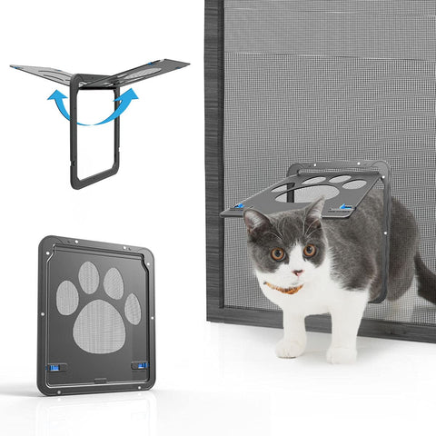 NAMSAN Cat Flap Pet Screen Door Lockable Magnetic Cat door Easy Install Durable Door for Cats Dogs(8" W x 10.2" H)