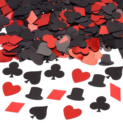 ONLYKXY 600Pcs Poker Confetti Table Scatters Confetti Party Confetti Decoration for Birthday Wedding Foil Club Theme Party Valentine's Day Scatter Decor Card Confetti