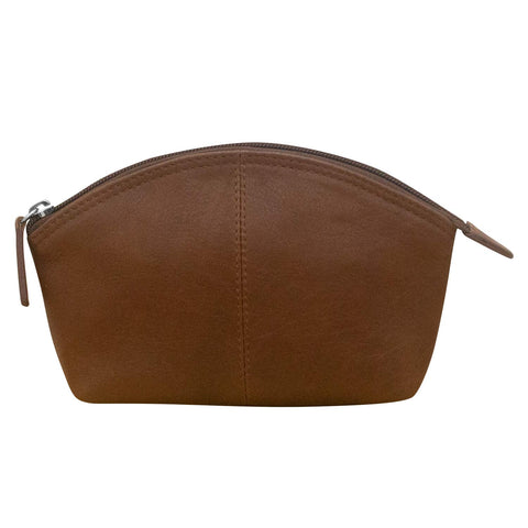 ili New York - Leather Cosmetic Makeup Case - Genuine Leather Cosmetic Clutch for Makeup Essentials w/Zipper Enclosures for Secure Protection, Toffee, 1 Count (Pack of 1), 6480