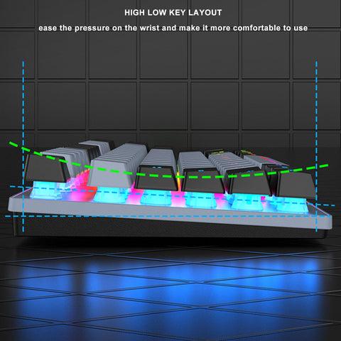 ciciglow Gaming Keyboard, 87 Keys Wired Keyboard Easy Connection RGB Backlit Color Multimedia Control Wired Mechanical Keyboard ABS Keycaps