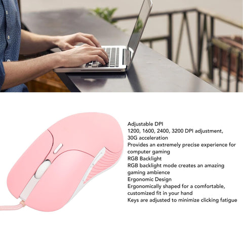 ciciglow Wired Gaming Mouse, 6 Buttons USB Game Mouse Adjustable DPI, RGB Backlighting, Ergonomic Design, Plug and Play, for PC Laptop