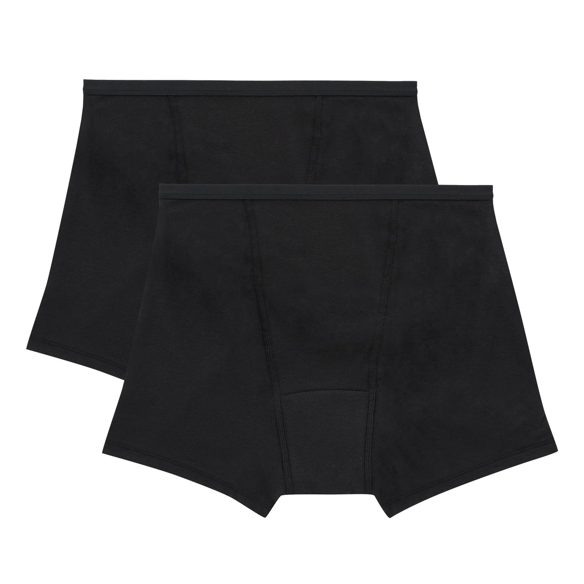 Hanes Women's Comfort, Underwear, Super Leaks Post-Partum, Period & Nighttime Protection, Multipack, 2-Pack Boxer Briefs, Black/Black
