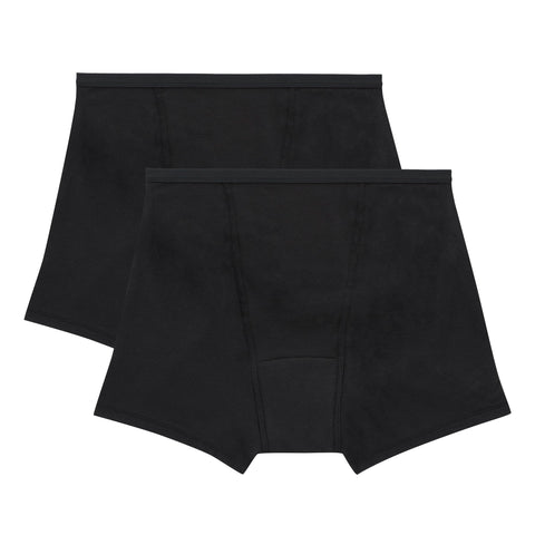 Hanes Women's Comfort, Underwear, Super Leaks Post-Partum, Period & Nighttime Protection, Multipack, 2-Pack Boxer Briefs, Black/Black