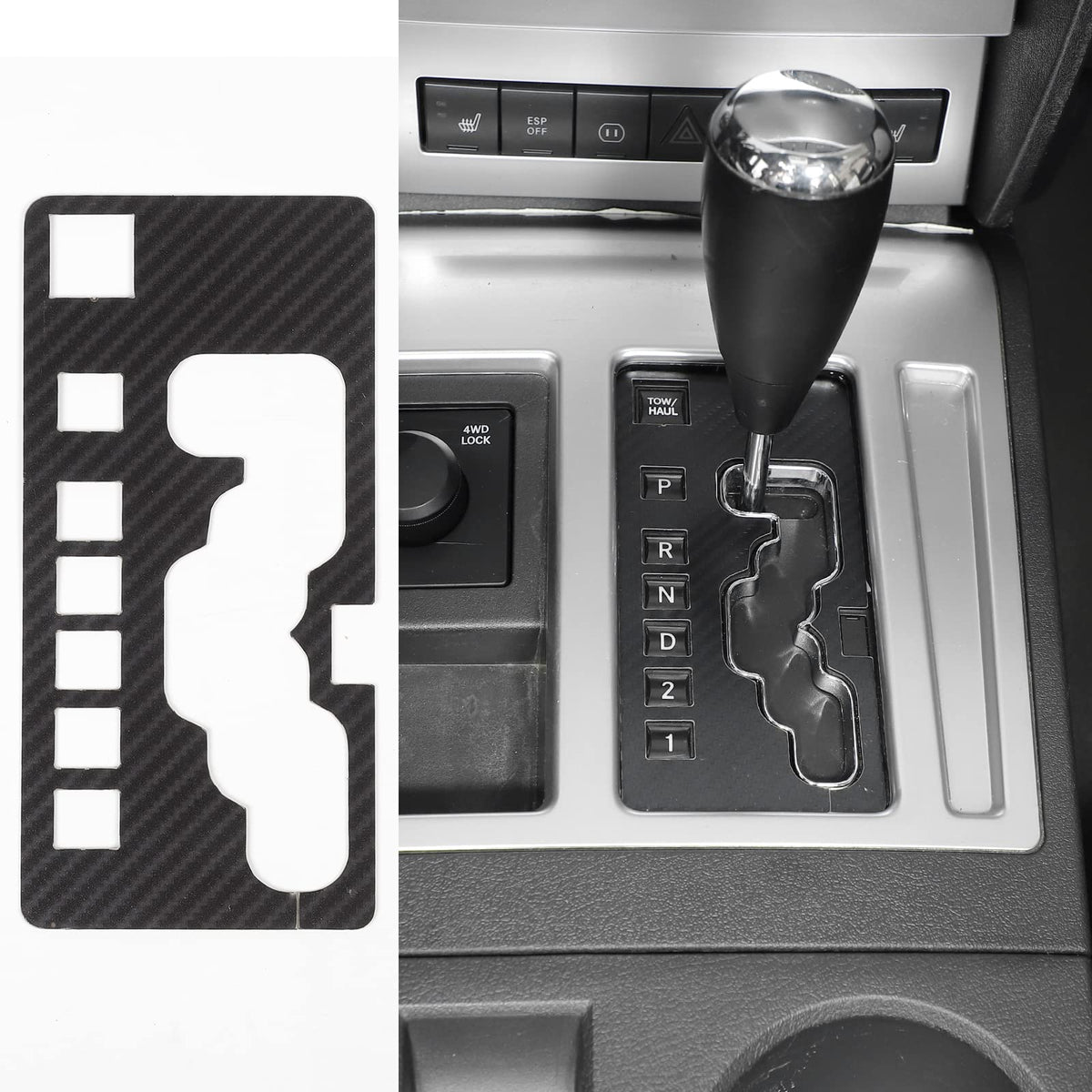 Jimen Compatible with Dodge Nitro 2007-2012, Gear Shift Panel Frame Cover Trim Interior Decoration Accessories (Carbon Fiber)