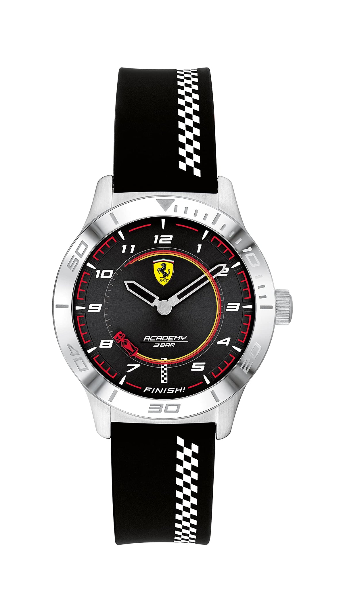 Ferrari Scuderia Academy Youth Quartz Stainless Steel and Silicone Strap Watch, Color: Black (Model: 0870053)