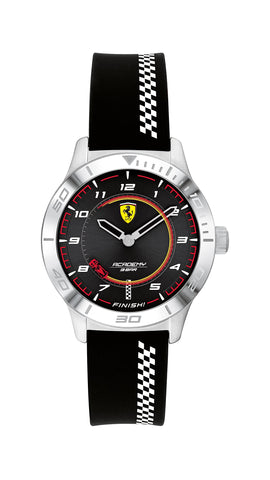 Ferrari Scuderia Academy Youth Quartz Stainless Steel and Silicone Strap Watch, Color: Black (Model: 0870053)