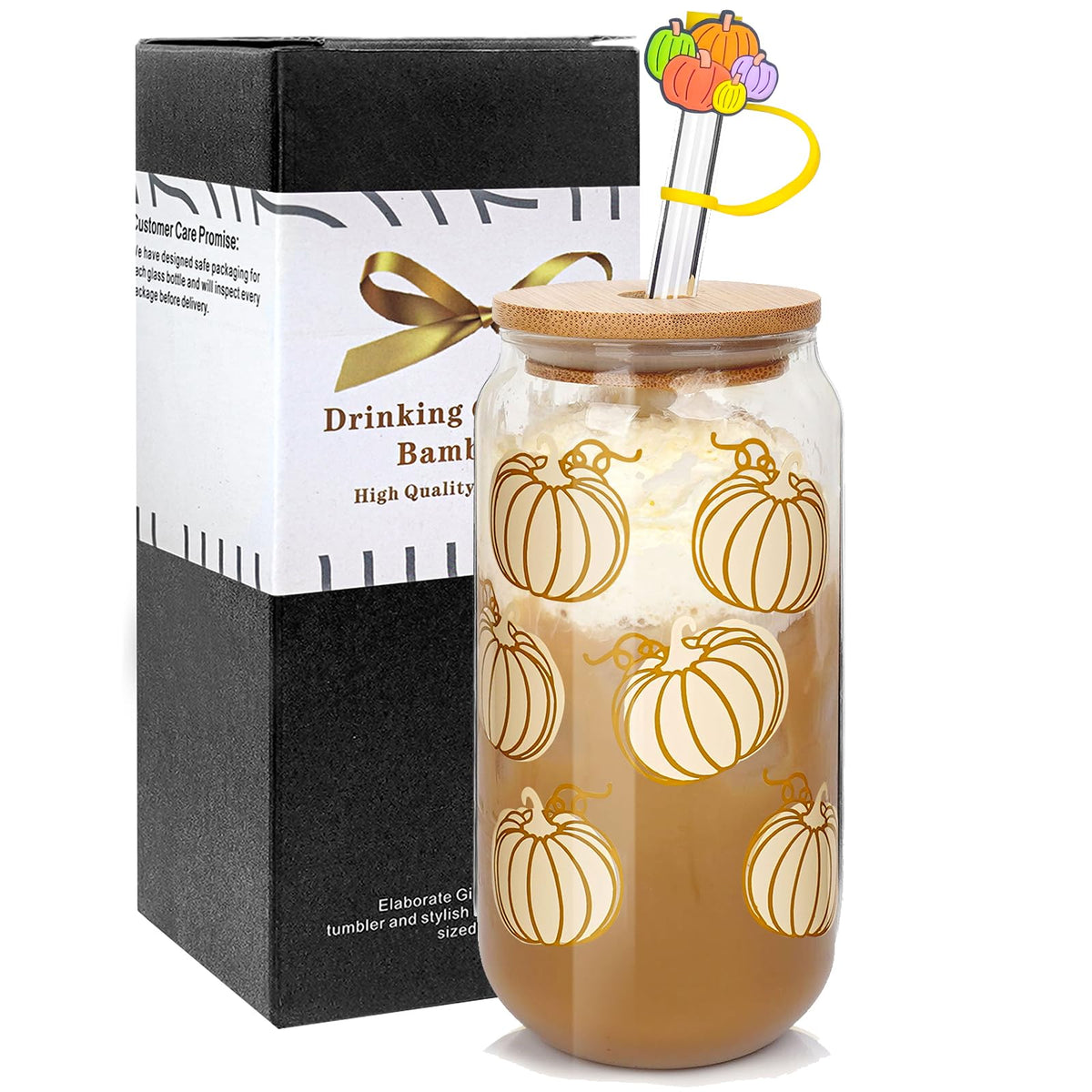 ANOTION Fall Coffee Cups - Fall Decor Pumpkin Mug Fall Coffee Mug Iced Coffee Cups Unique Autumn Decor Pumpkin Decorations Thanksgiving Tumbler Fall Wedding Tumbler Can Shaped Fall Cups - 18oz