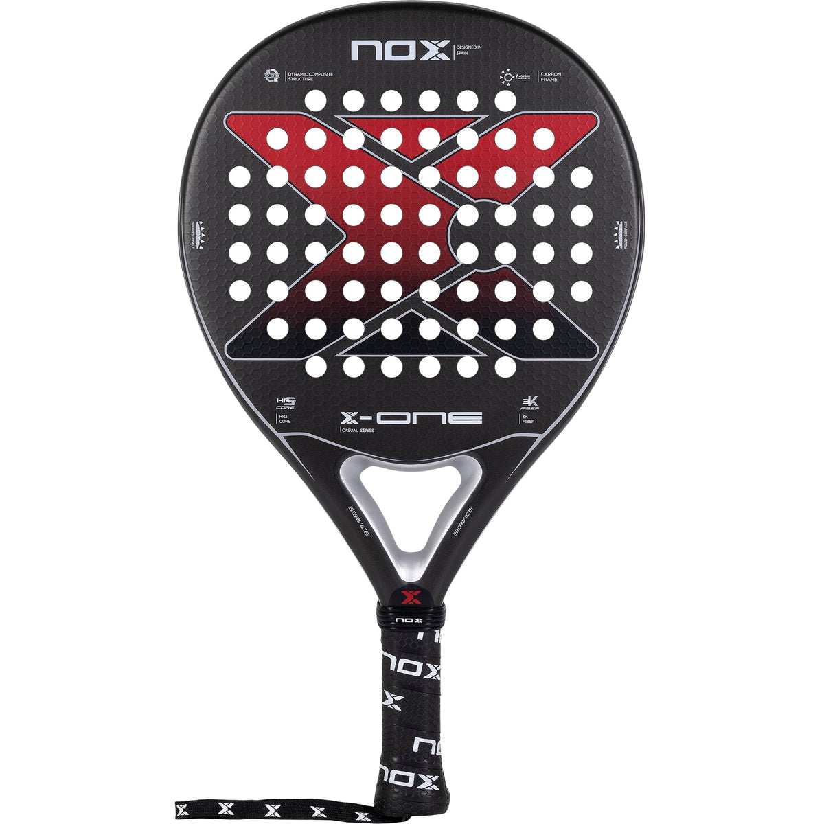Padel Racket X-ONE Evo Red 2023 | Casual Series Teardrop Pala Padel | HR3 Black Eva Core & SmartStrap Technology | 3K Fiber Carbon Frame with DCS & Texture 3D Rough Finish | Reliable Pala de Padel