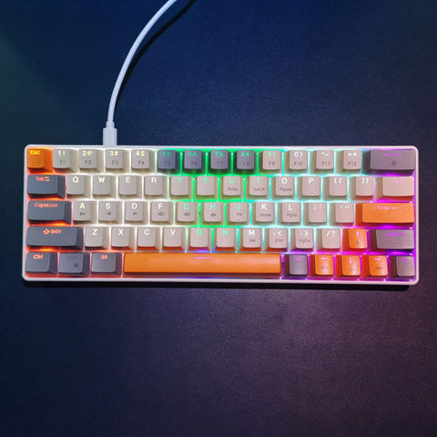 Zunate Mechanical Gaming Keyboard, 63 Keys USB Wired with Red Switch Keyboard, Compact ABS Keycap Backlit Gaming Keyboad for Windows, PC