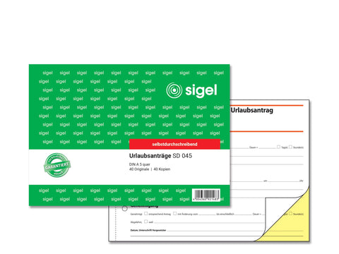 SIGEL SD045 Holiday Proposal A5 Landscape, 2 x 40 Sheets, Self-Copying, 1 Piece, Micro-Perforated, Made from Sustainable Paper