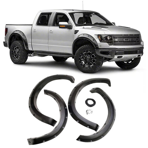 JHCHAN Fender Flares for Ford F-150 SVT Raptor, 2010-2014 Ford F150 Raptor Accessories Wheel Arch Extension Kits Wheelarches Mudguard Trim Guard Protector