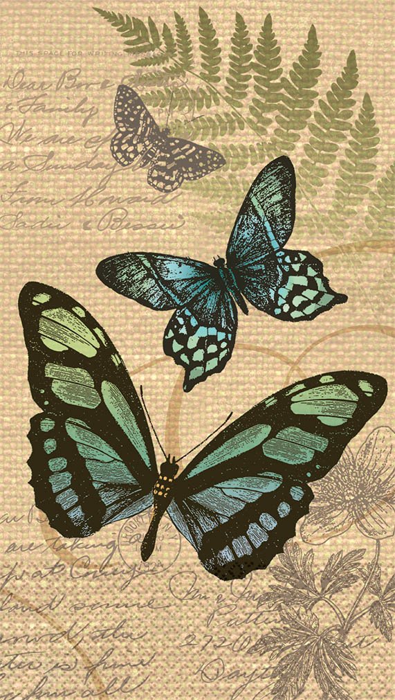 Amscan Butterfly Disposable 2 Ply Eco Paper Guest Towels Tableware (16 Piece), 8" x 4.5", Tan