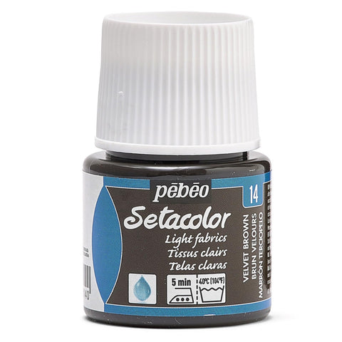 Pebeo Setacolor Light Fabrics Paint 45-Milliliter Bottle, Velvet Brown