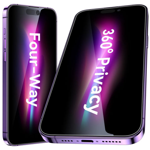 Esanik Privacy Screen 360° for iPhone 14 Pro Privacy Screen Protector, 4-Way Privacy Screen Protector for Tempered Glass iPhone 14 Pro Privacy Screen Protector (Pack of 2)