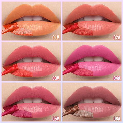 Erinde 2 Colors Peel Off Matte Lip Tint Stain, Magic Tattoo Lip Gloss, Waterproof Tinted Lip Stain, Non-Stick Cup, Long Lasting Natural Nude Matte Lip Makeup, Set B