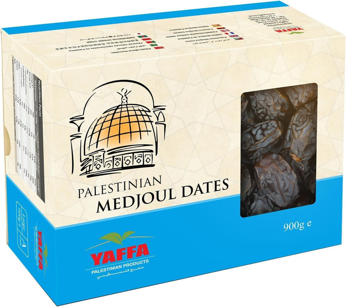 Yaffa Delicious and Juicy Large Medjool Dates - All Natural, No Added Sugar, Free from Additives, Sustainably Grown and Hand-Picked Palestinian Dates (Box of 900g)