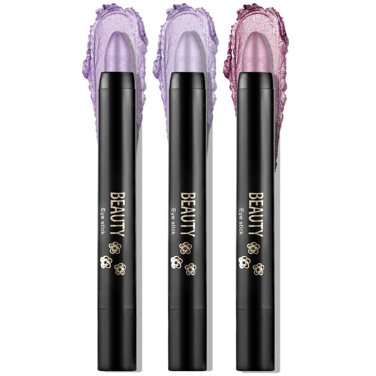 Boobeen 3PCS Cream Eyeshadow Pencil Crayon Waterproof Eyeshadow Brightener Stick Shimmer Eyeshadow Pen Create Glitter Eye Makeup, Easy to Use